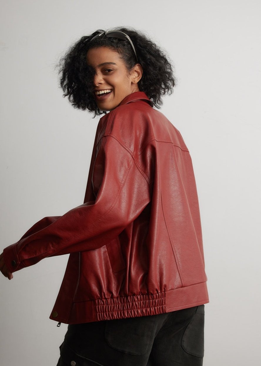 WW | Rote Lederjacke - Unisex Mode
