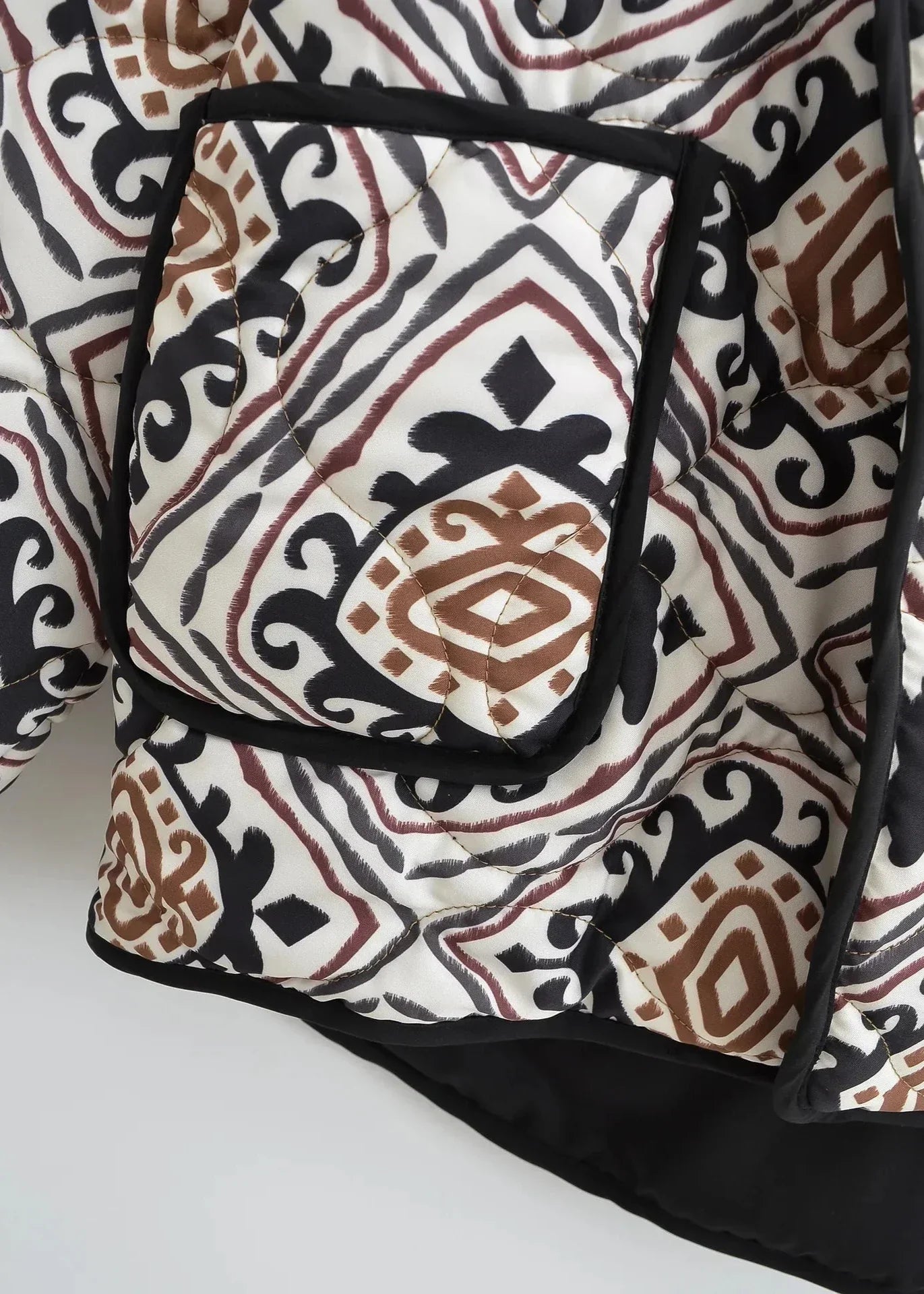 WW | Druck Kontrastfarbe Baumwollgepolsterte Jacke