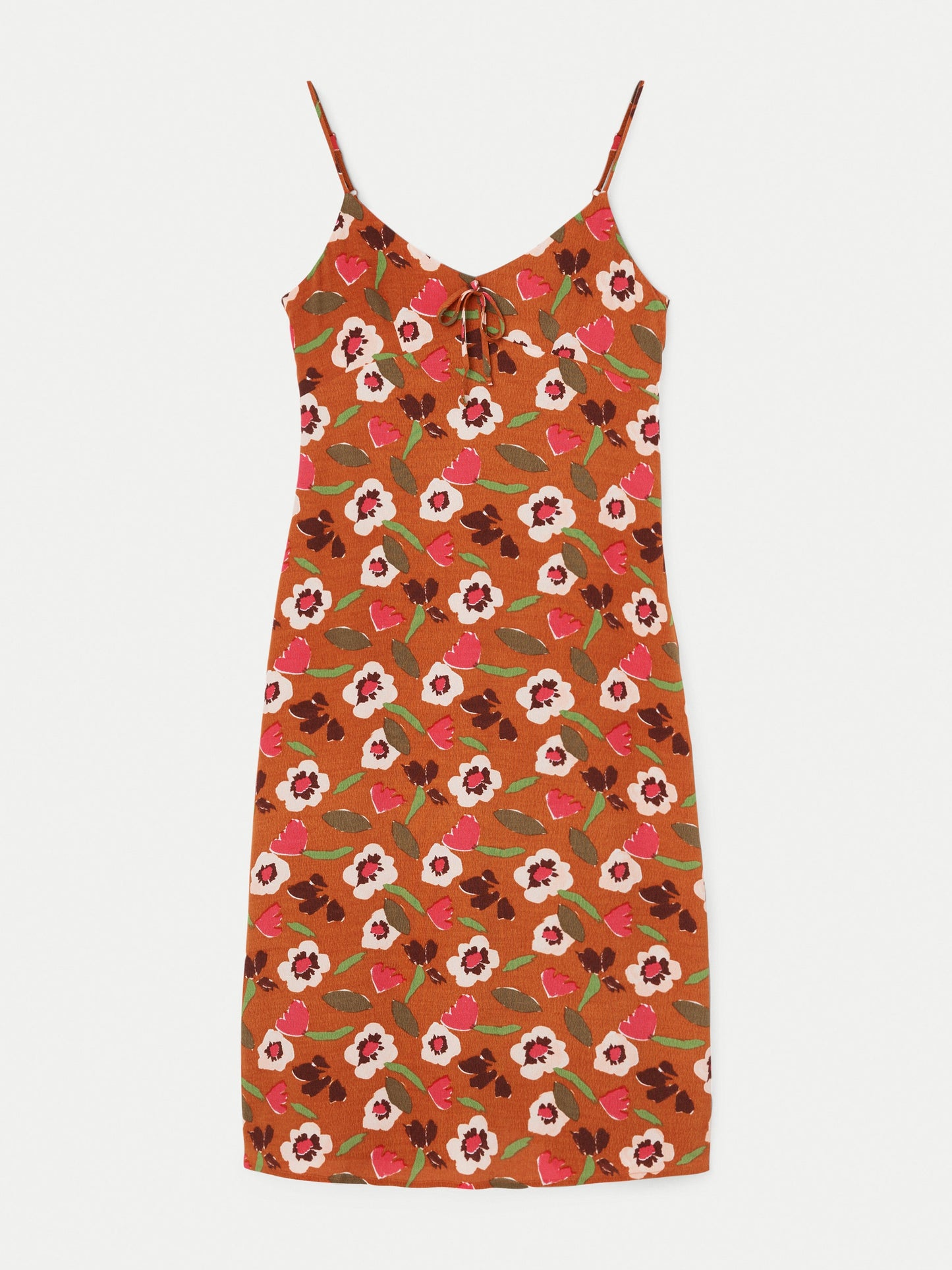 Fließendes Slip-Kleid mit Blumenmuster in Rotton Clay