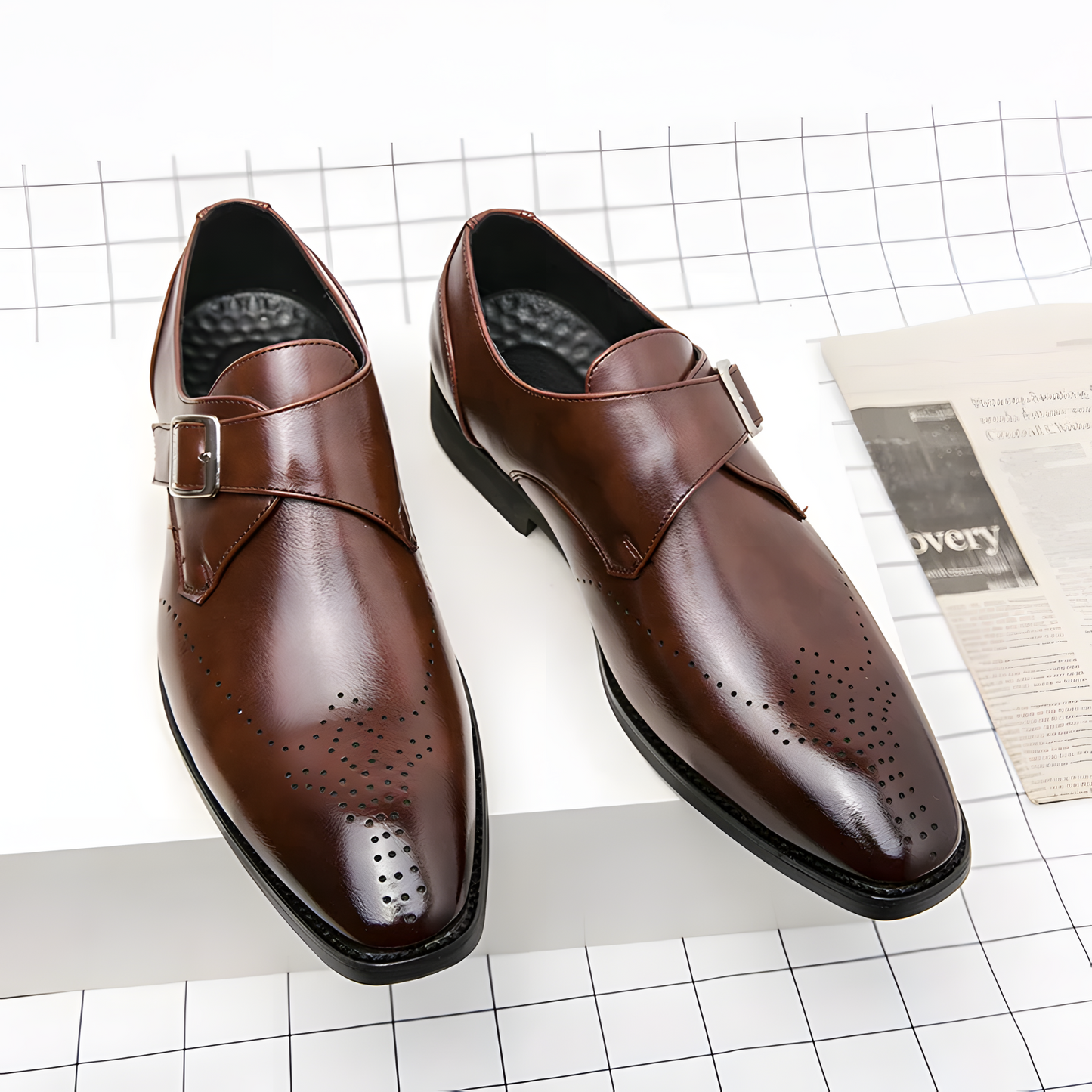 Odrin Elegant Monk-Strap Shoes - Brown