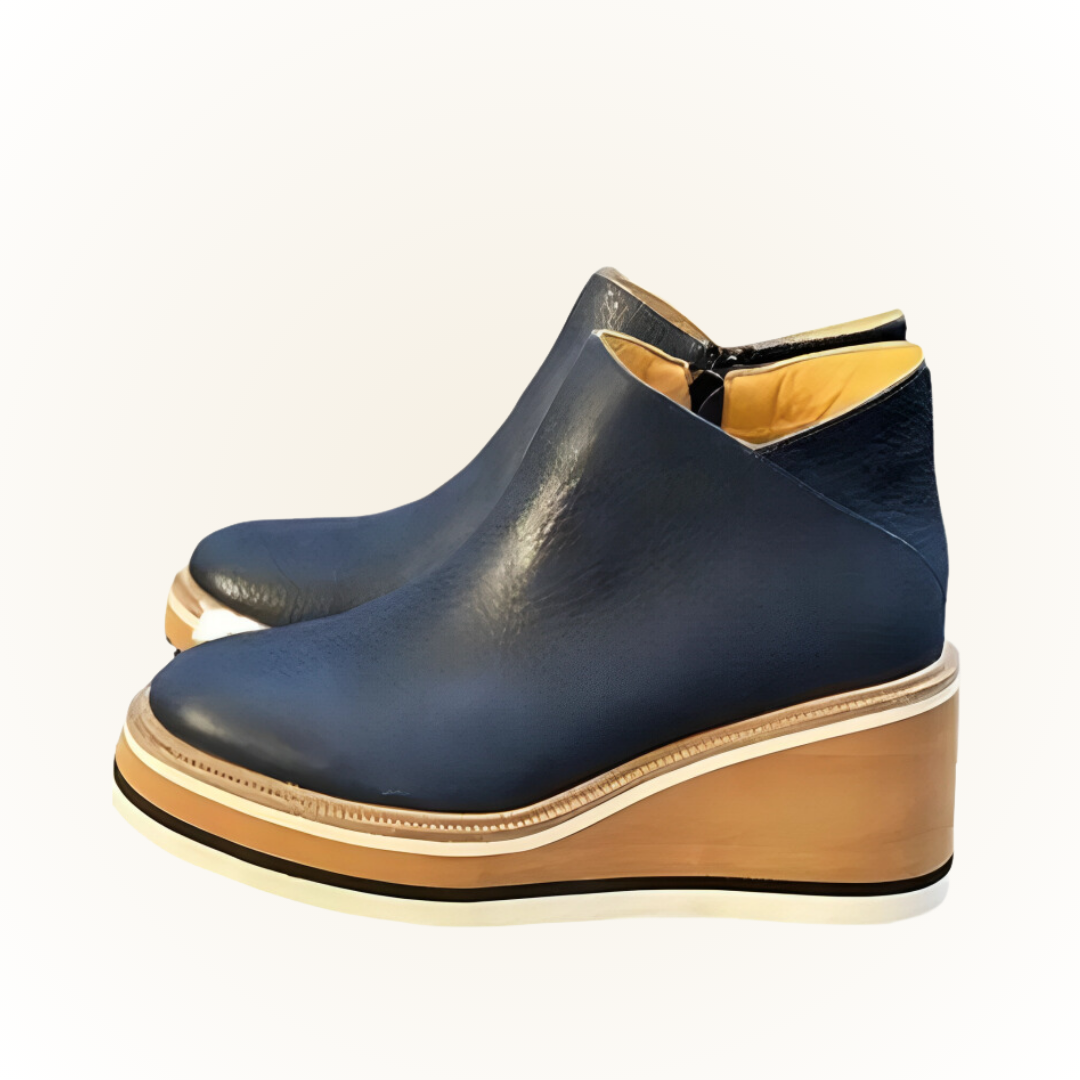 LUCY - Orthopedic Leather Platform Ankle Boots with Comfort Sole