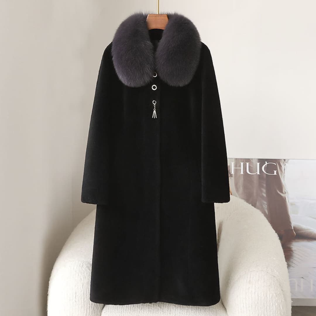 WW | Elegant Mink Coat with Fox Fur for Women