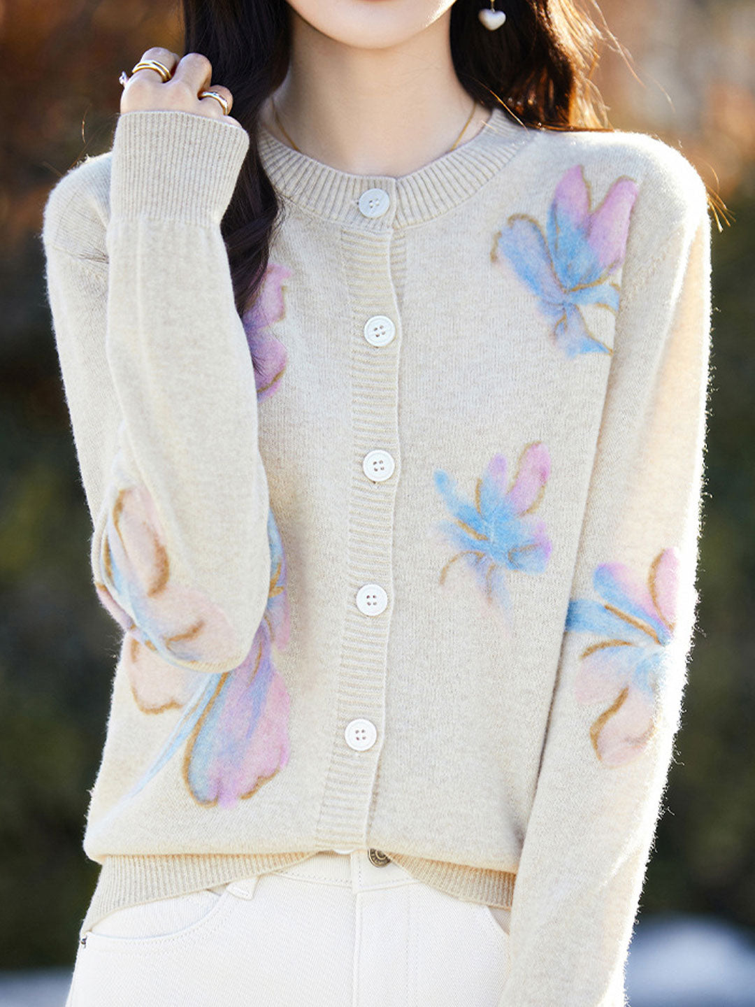 WW | Strickjacke mit floralem Muster