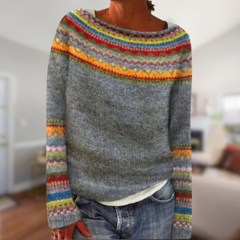 WW | Langarm-Pullover Retro-Print