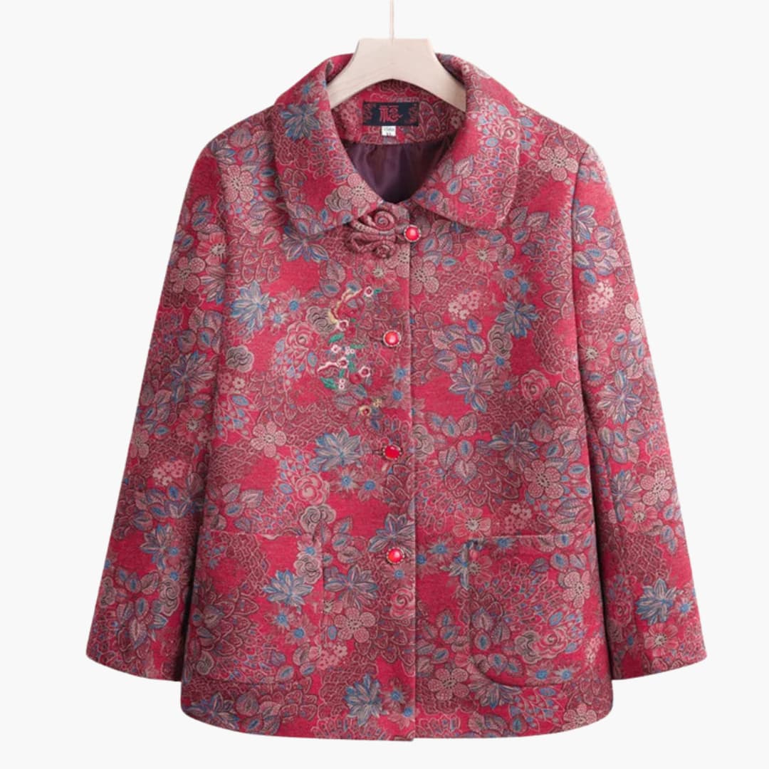 WW | Vintage Floral Wool Coat for Women