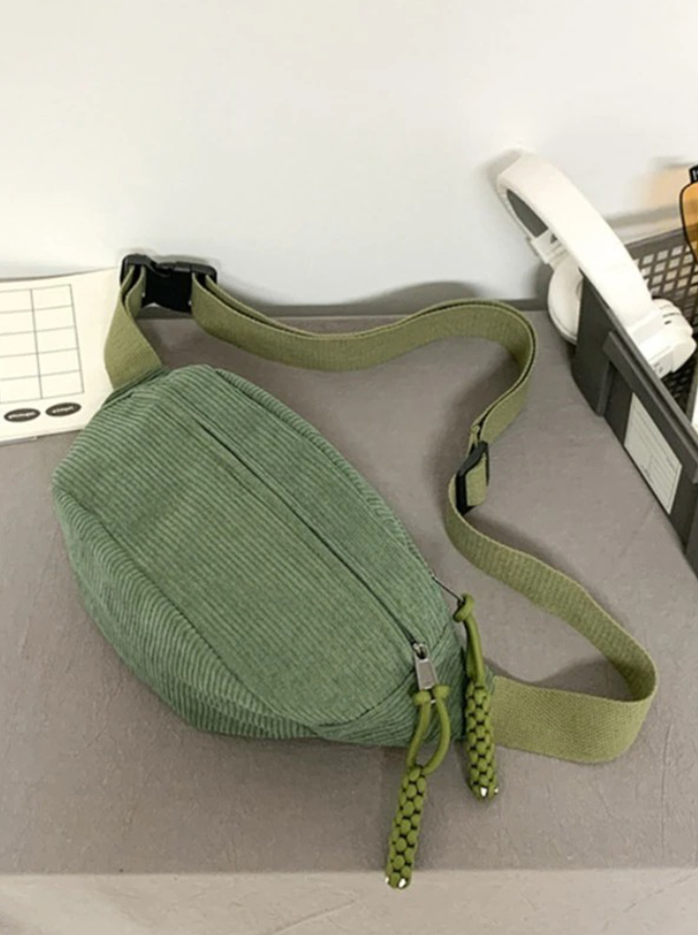 WW | Corduroy Fanny Pack Green Shoulder Bag
