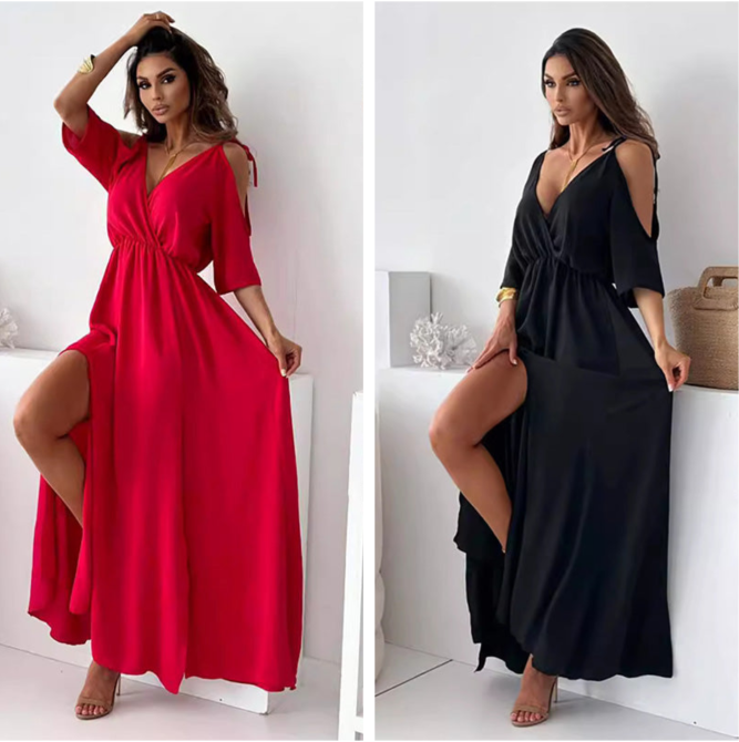 Aurora - V-Neck Bodycon Dress with Side Slit