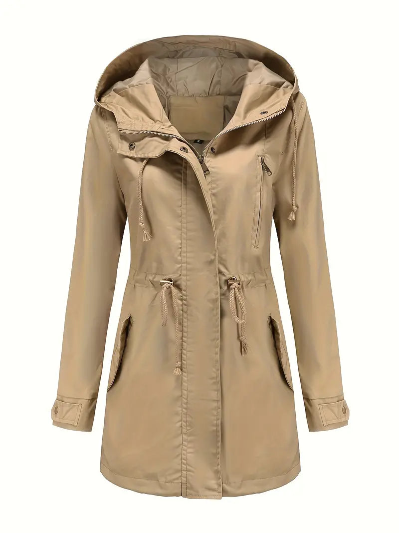 WW | Damen Langarm Gepolsterter Trenchcoat Wasserdicht