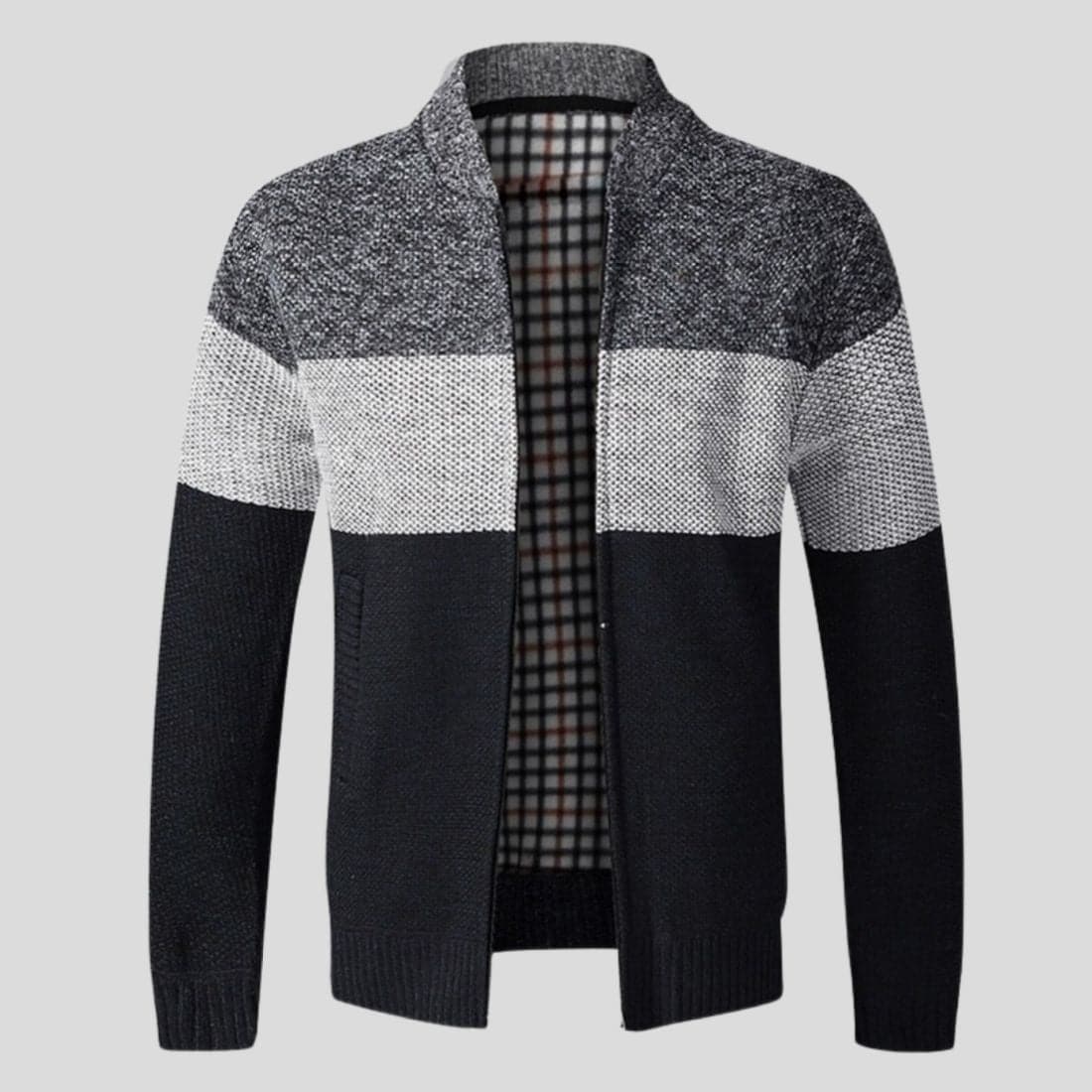WW | Strickjacke Reißverschluss Gerippter Kragen, Bündchen Und Saum Bequeme Passform