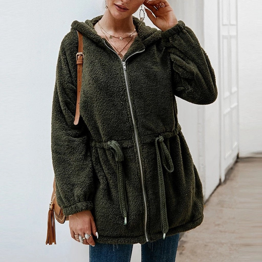 WW | Teddyjacke Weicher Plüsch Kapuze & Reißverschluss Übergroß Fit Taschen
