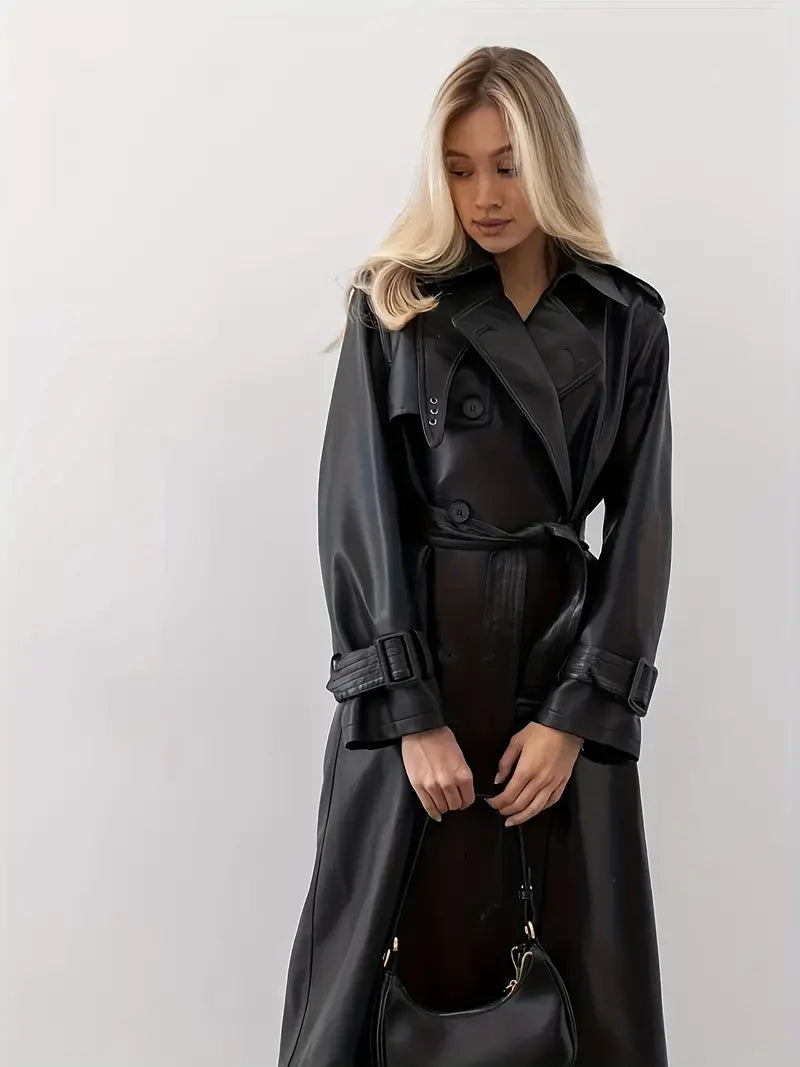 WW | Leather Trench Coat Winter Jacket for Women