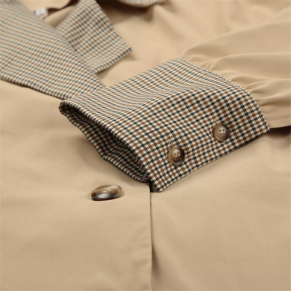 WW | Long women's coat with checkered finish