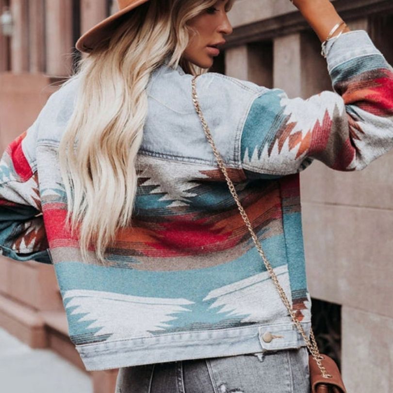 WW | Jeansjacke mit Aztekenmuster