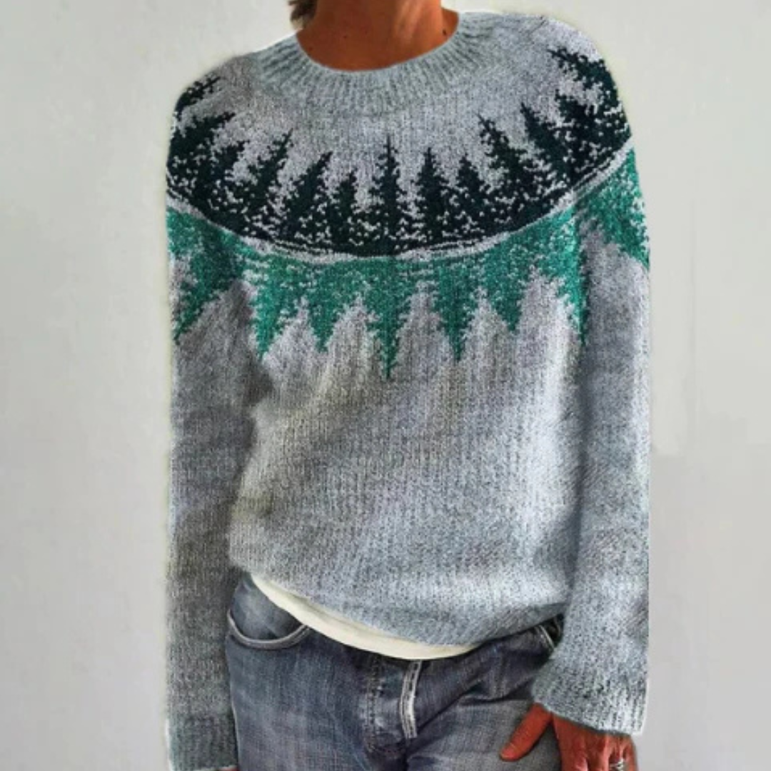 WW | Winterpullover für Frauen mit skandinavischem Waldmuster
