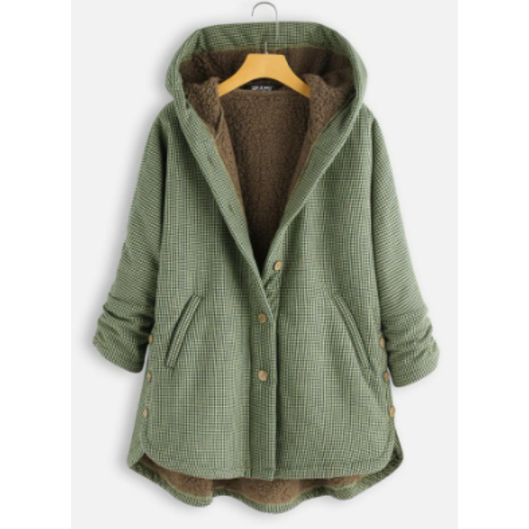 WW | Kapuzen-Sherpa-Jacke - Fleecegefütterter Druckknopf-Mantel - Warme lässige Outdoor-Bekleidung Kanada