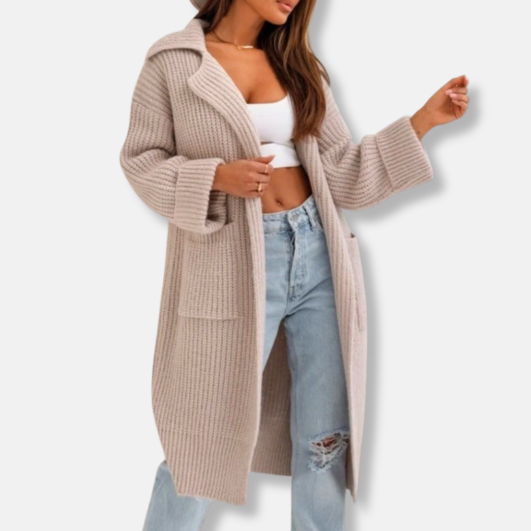WW | Longline Cardigan - Oversized Fit - Hood - Ribbed Texture - Pockets