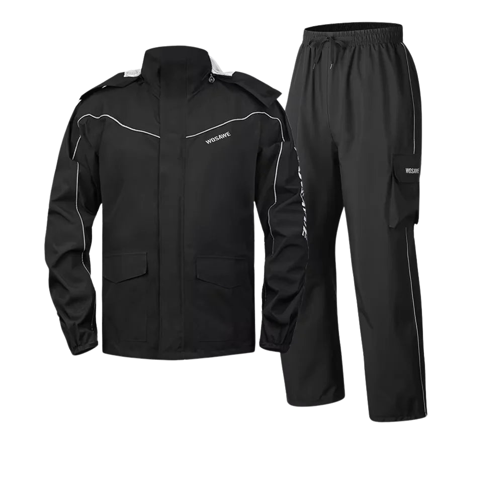 WW | Men's Waterproof Motorcycle Rain Jacket - Reflective Black/Green S-2XL
