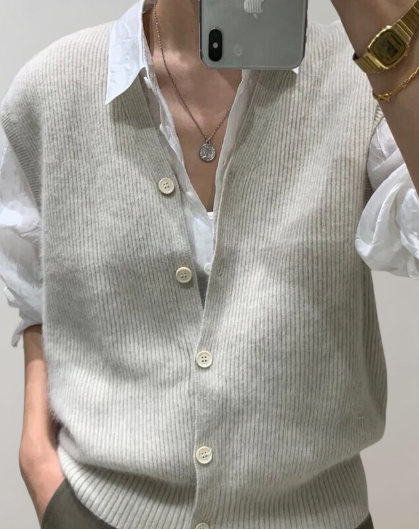 WW - Lässige Strickweste mit Knopfleiste