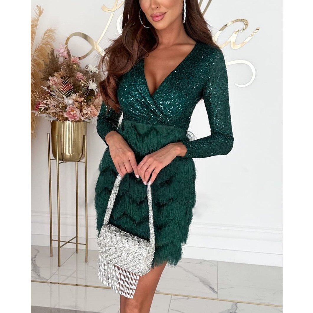 WW | Stilvolle Winter Chic Glitter Mini Kleid für Frauen