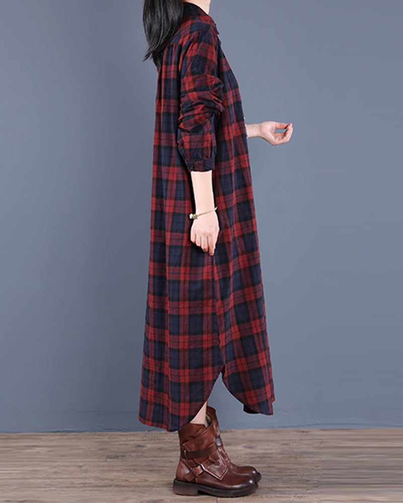 WW | Langärmliges Karo-Hemdkleid