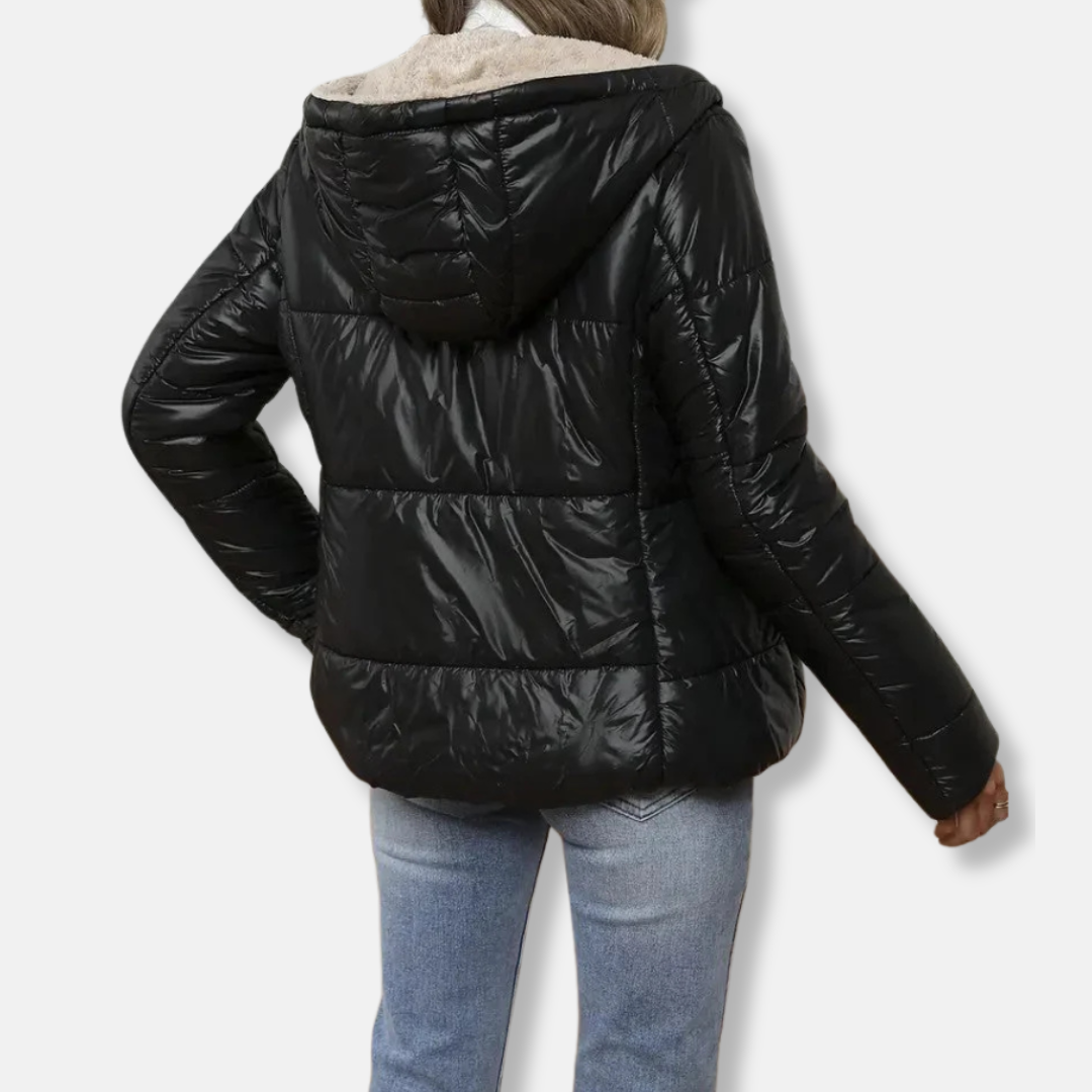 WW | Quilted Short Jacket Comfortable Fit Lined Hood Water Repellent