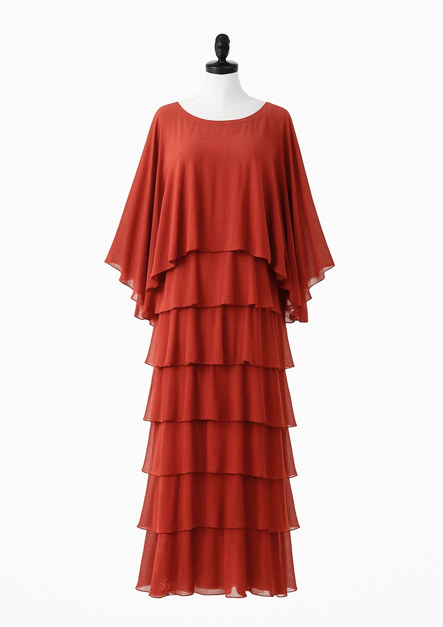 Amara Asymmetric Tiered Ruffle Maxi Dress - Burgundy