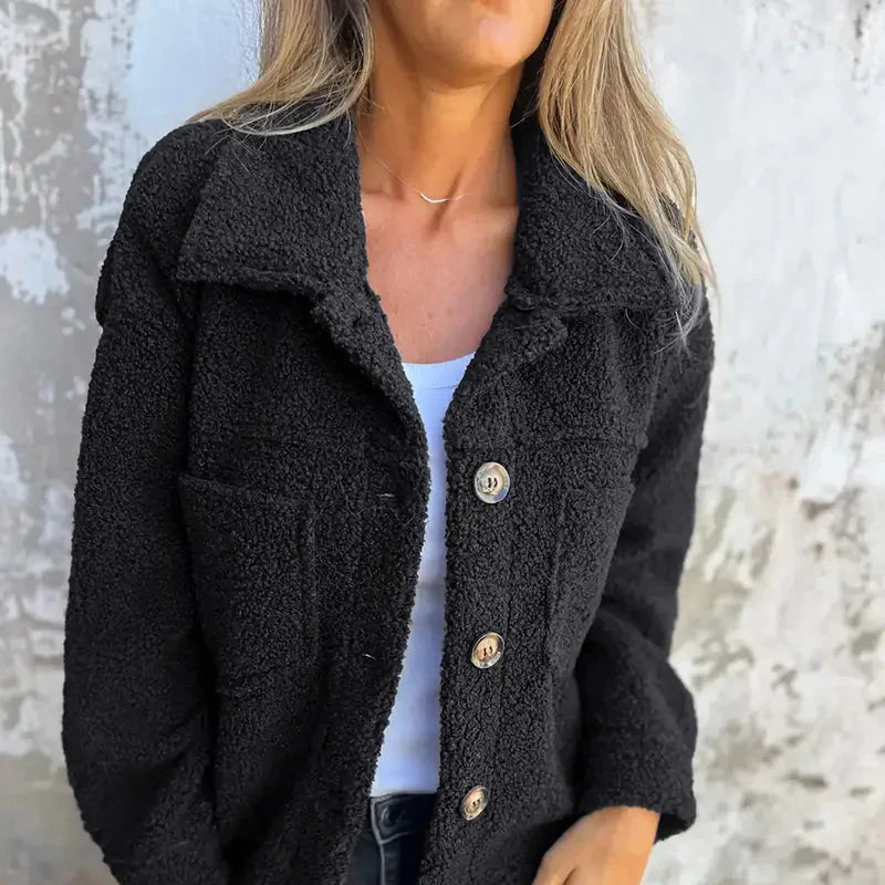 WW | Damen Lange Ärmel Teddy Jacke Gemütlicher Winterstil