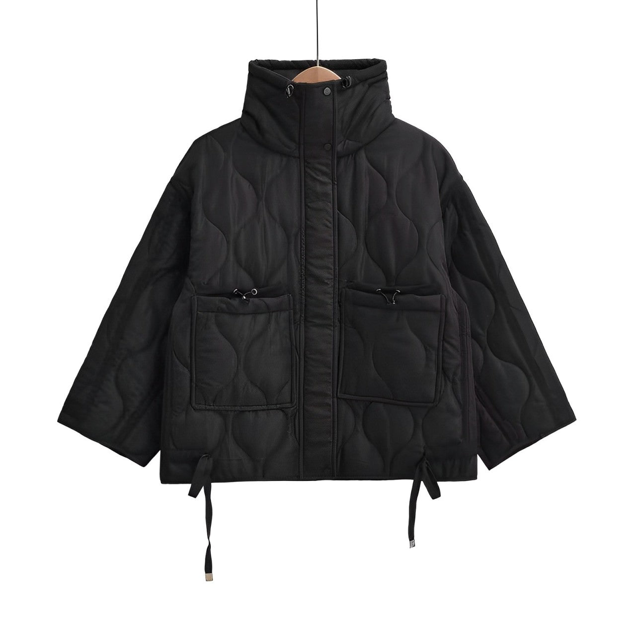 WW | Women's hip-length cotton jacket with stand-up collar and drawstring