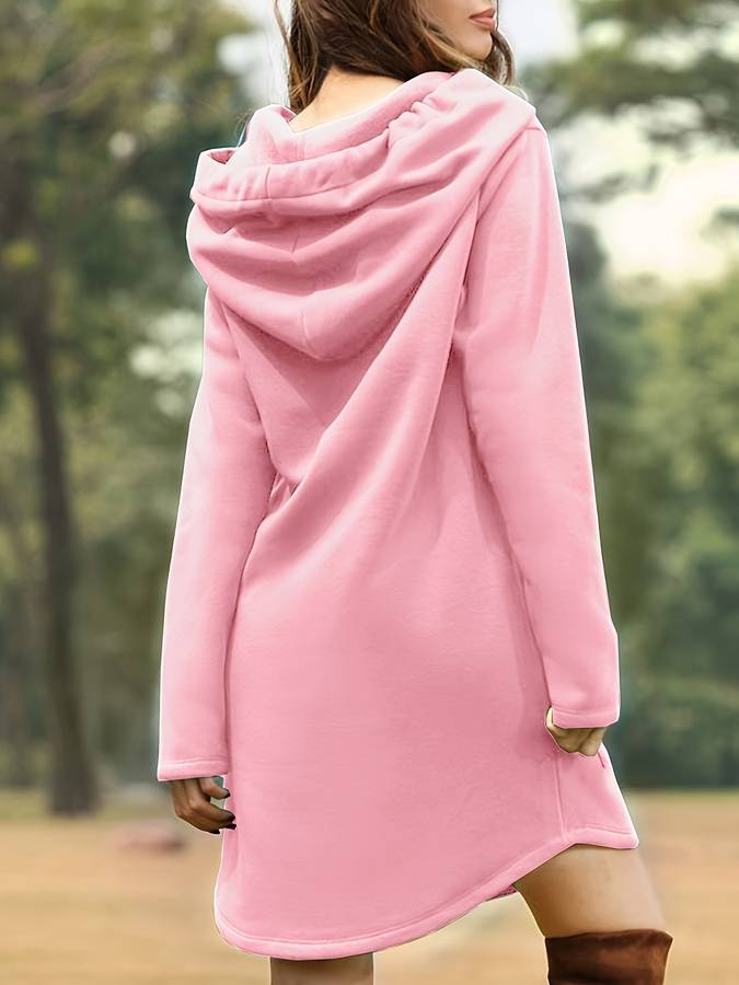 WW - Rotes Kapuzen Sweatshirtkleid mit Taschen