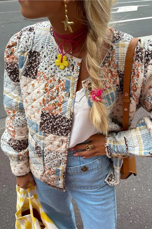 WW | Langärmlige Einreiher Bedruckte Taschenjacke
