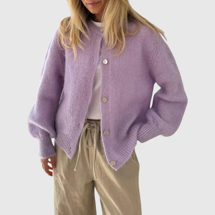 WW | Damen Cashmere Cardigan mit Rundhalsausschnitt und Knopfverschluss