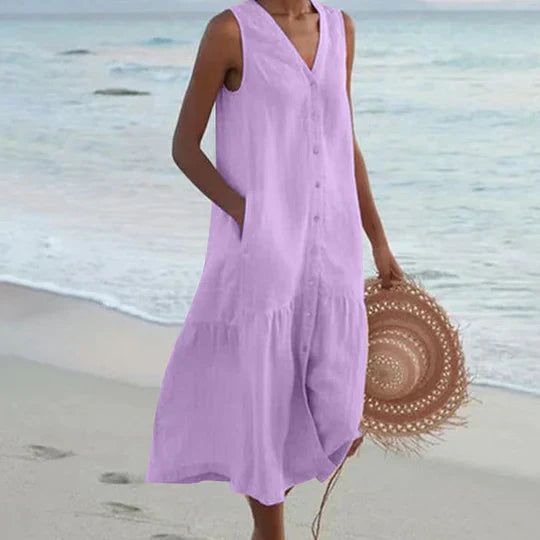 WW | Sanftes Pink Leinenkleid