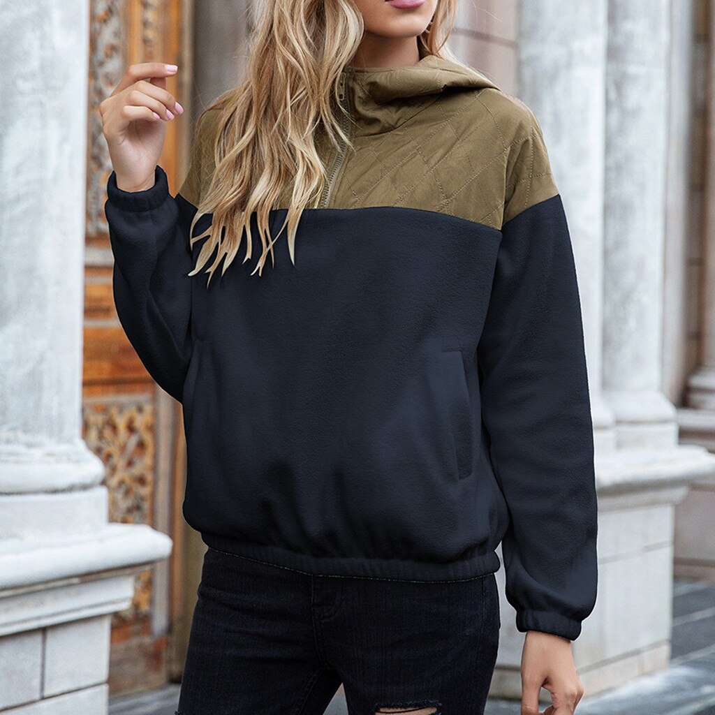 WW | Stylischer Kapuzenpullover Mit Zwei Farben
