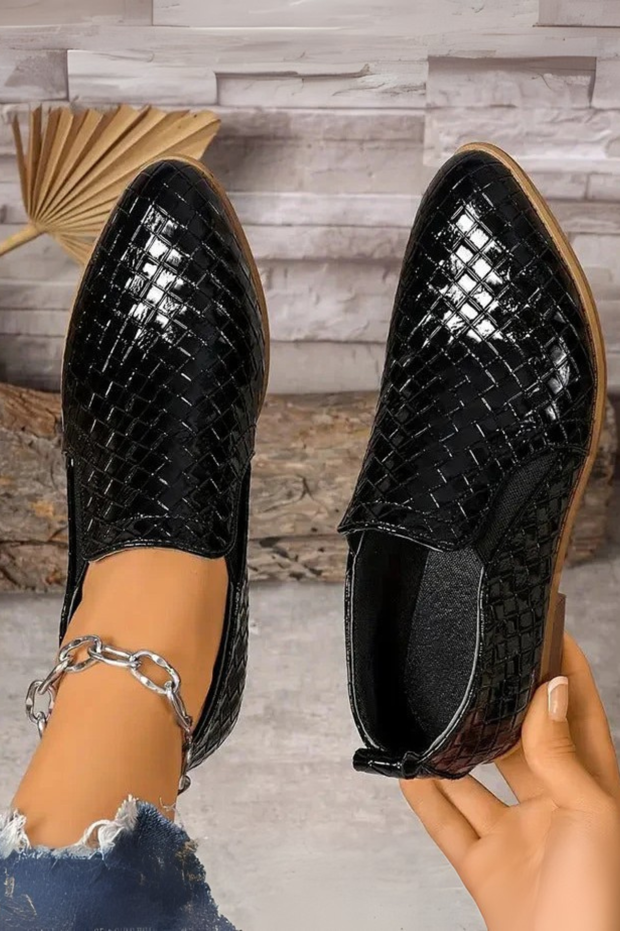 Xandra Orthopedic Leather Oxford Shoes - Black