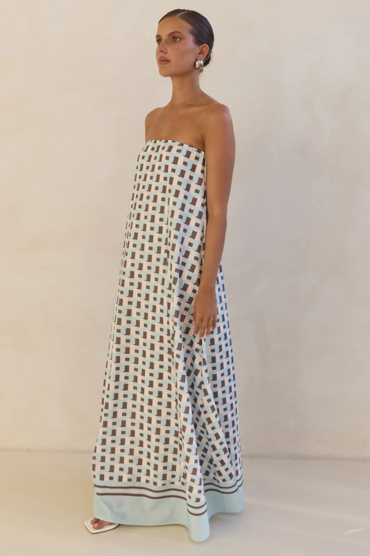 Arya Off-the-Shoulder Maxi Dress - Brown Square