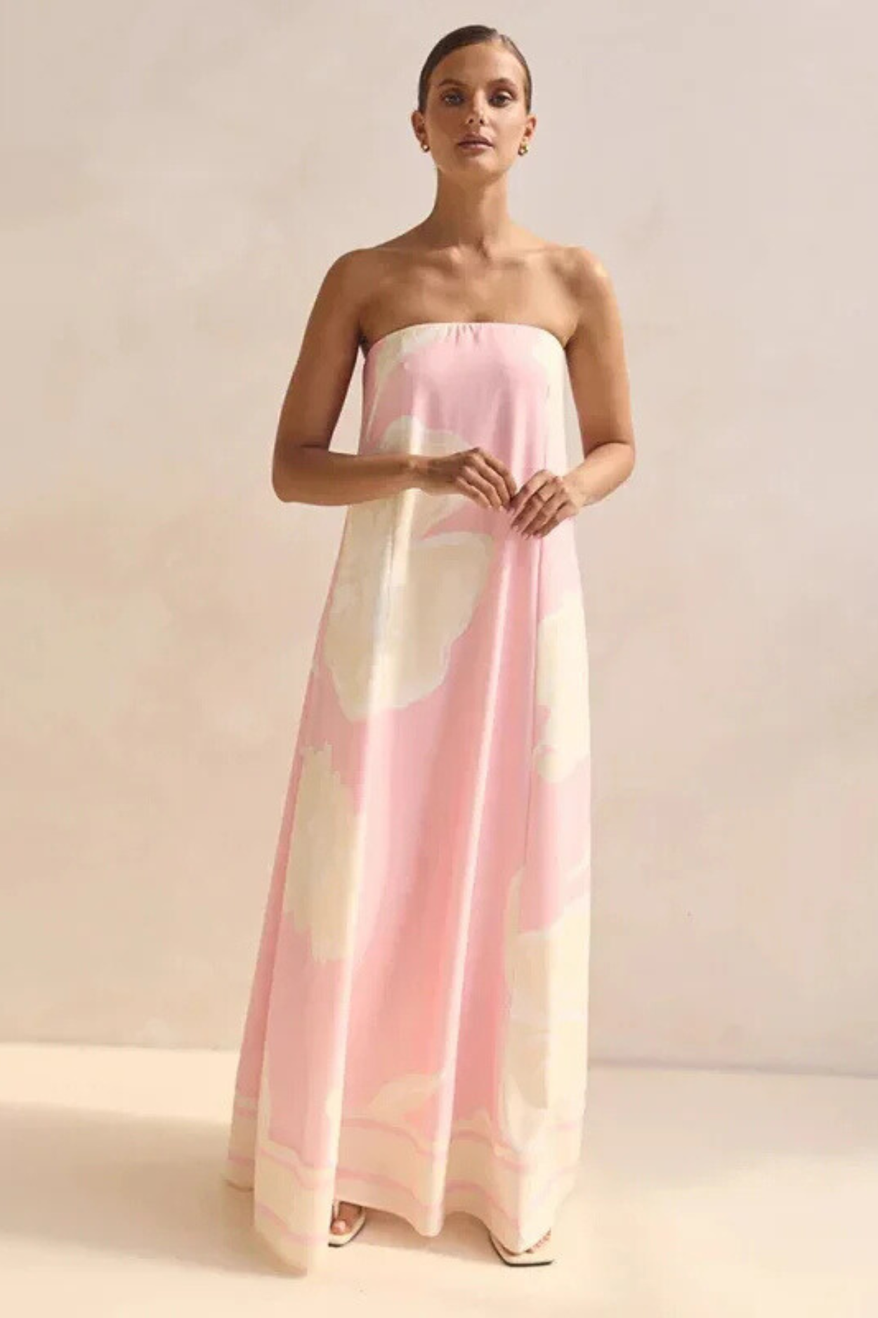 Arya Off-the-Shoulder Maxi Dress - Pink Print