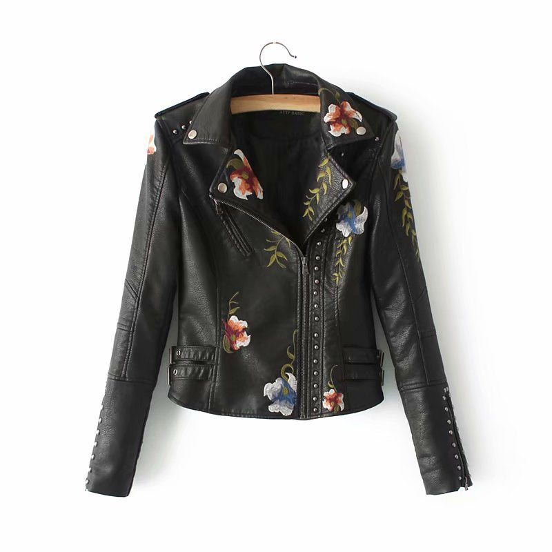 WW | Bestickte verziert veganlederjacke
