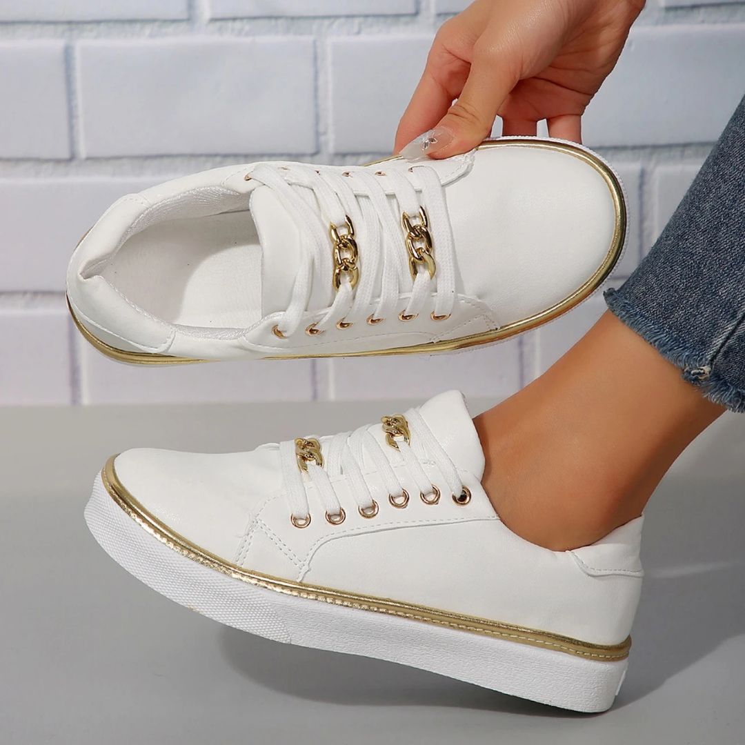 WW | Bequeme Damen Sneaker Mit Goldakzenten Und Weicher Einlegesohle Für Sommer
