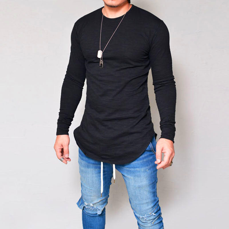 WW | Langarm T Shirt Slim Passform Rundhals Weiche Atmungsaktive Baumwollmischung