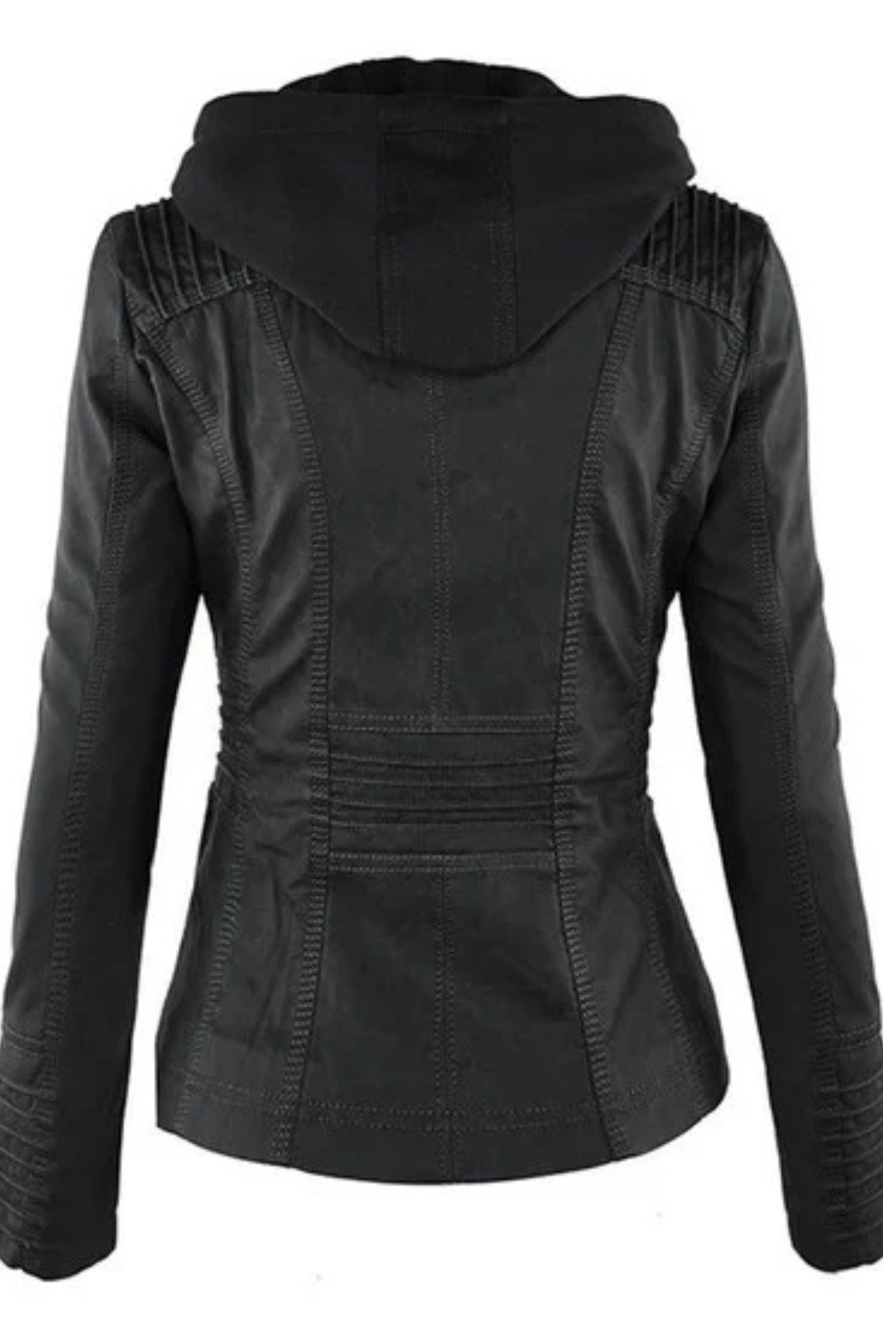 Eva Women's Weatherproof Leather Jacket with Hood - Black