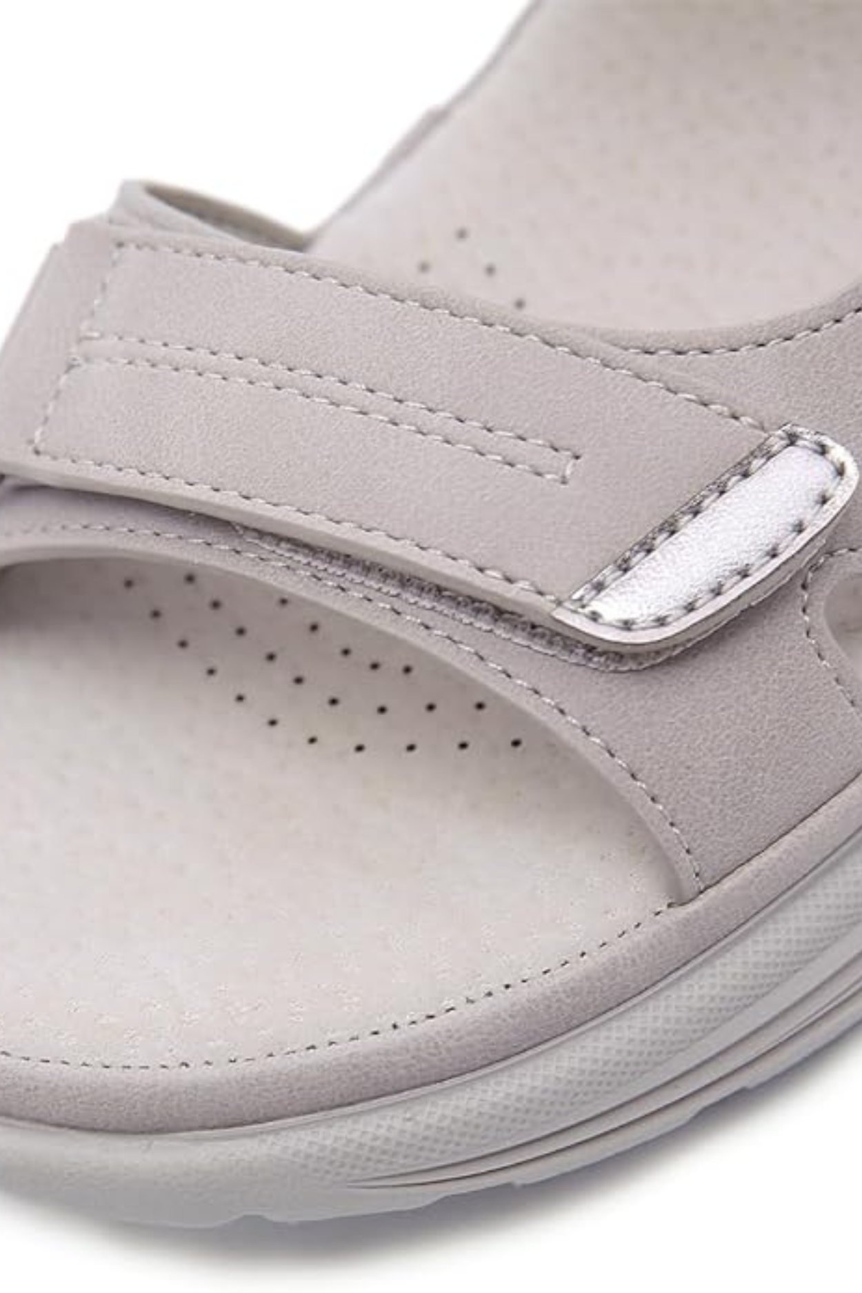 Tonya Orthopedic Leather Sandals - Grey