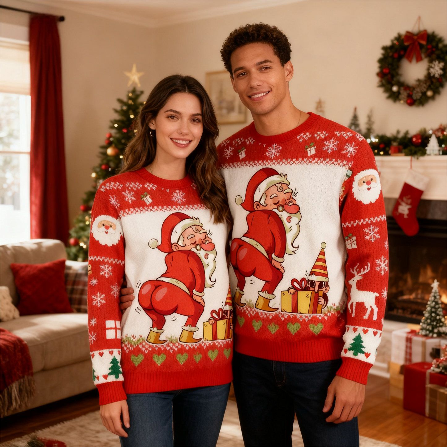 WW | Weihnachtsmuster Hässlicher Pullover - Unisex Weihnachtsfeier Essentials