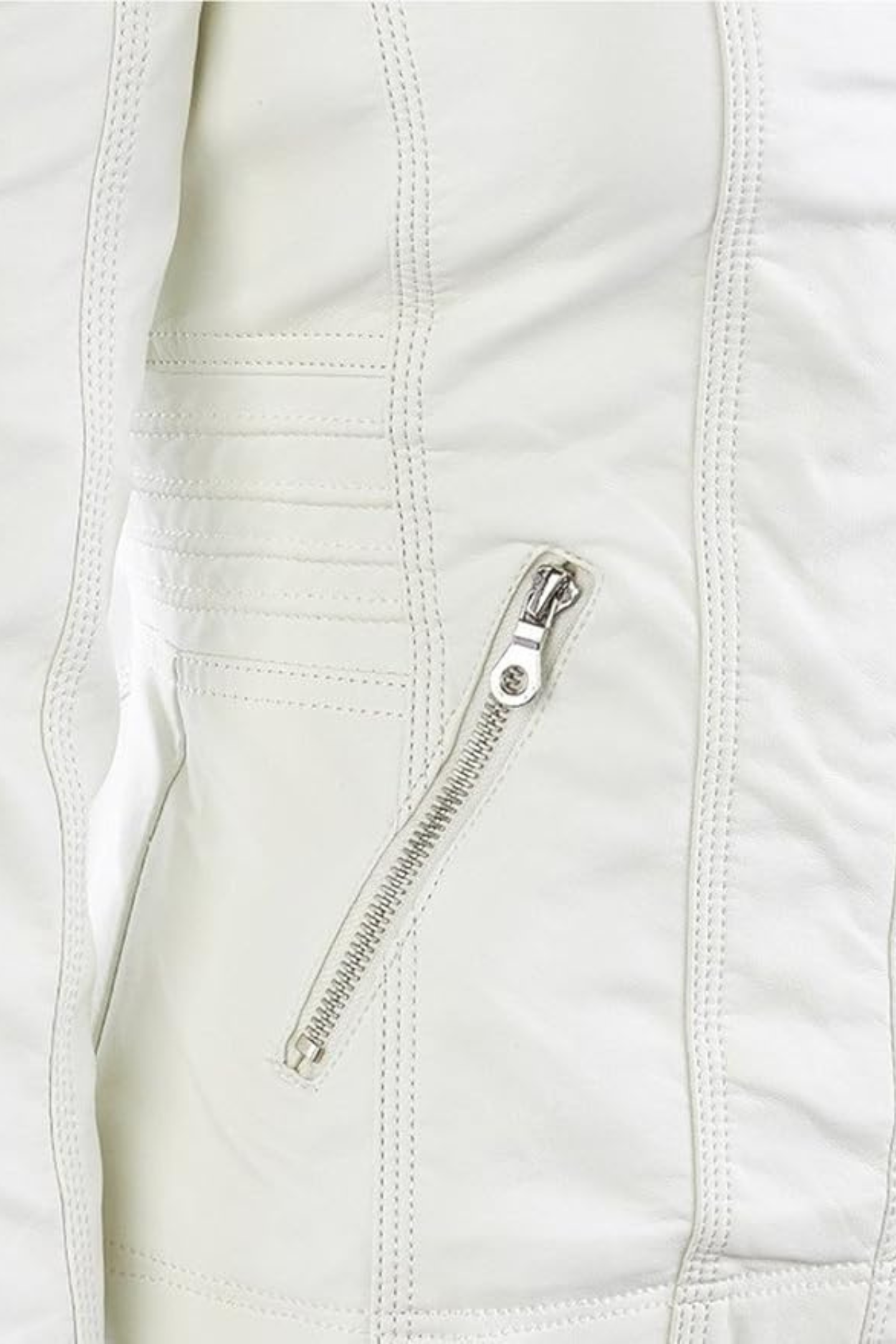 Eva Weatherproof Women's Leather Jacket with Hood - White