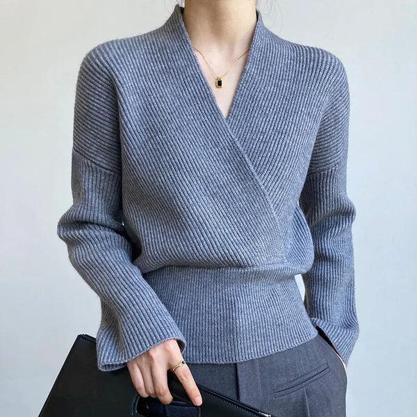 WW | Classic Autumn Wrap Sweater with Statement Neckline for Women