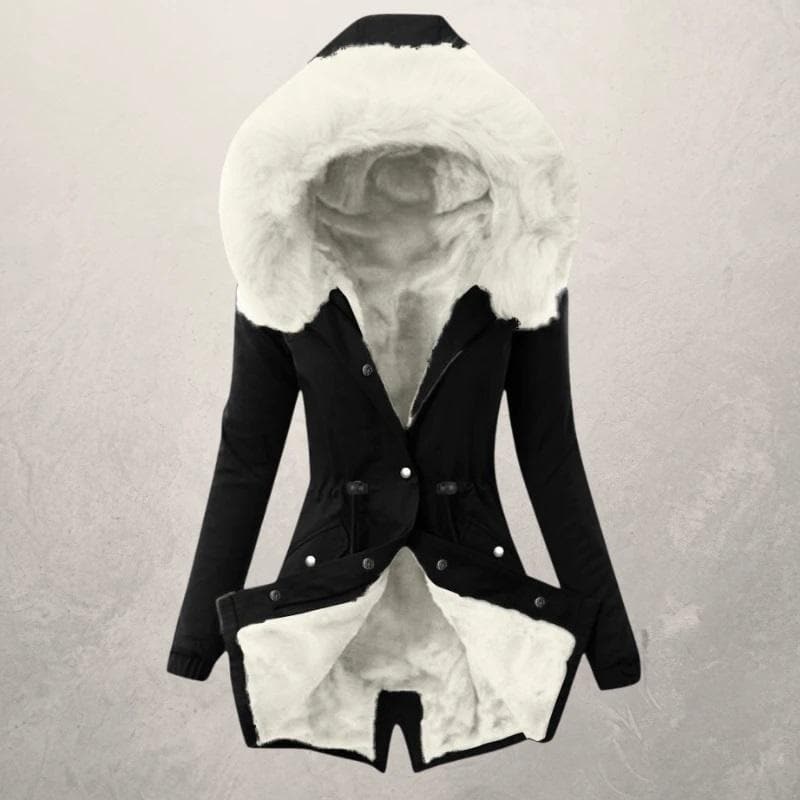 WW | Parka Jacke Mittellange Passform Mit Kunstfell Gefüttert Kapuze Und Knopfverschluss