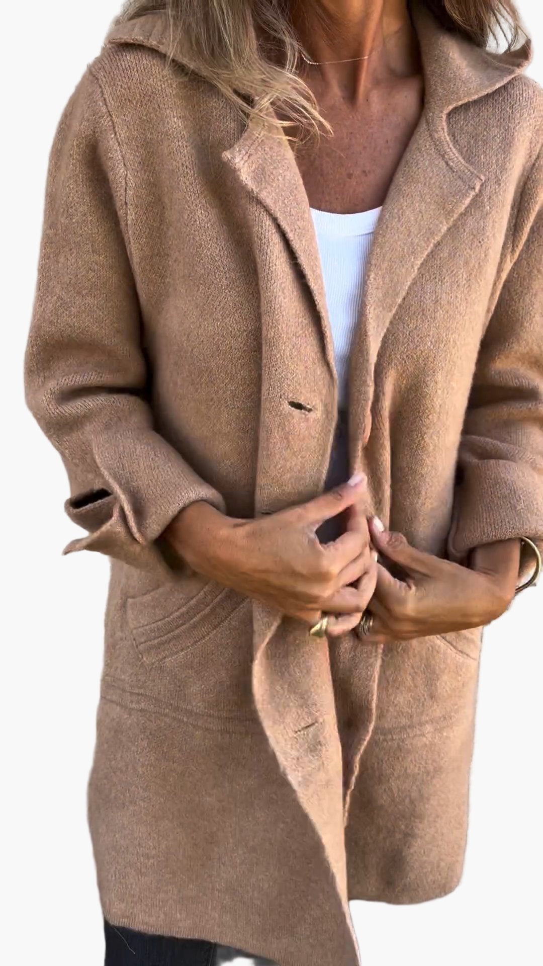 WW | Coat with elegant lapels - Long transitional jacket for everyday wear and the office
