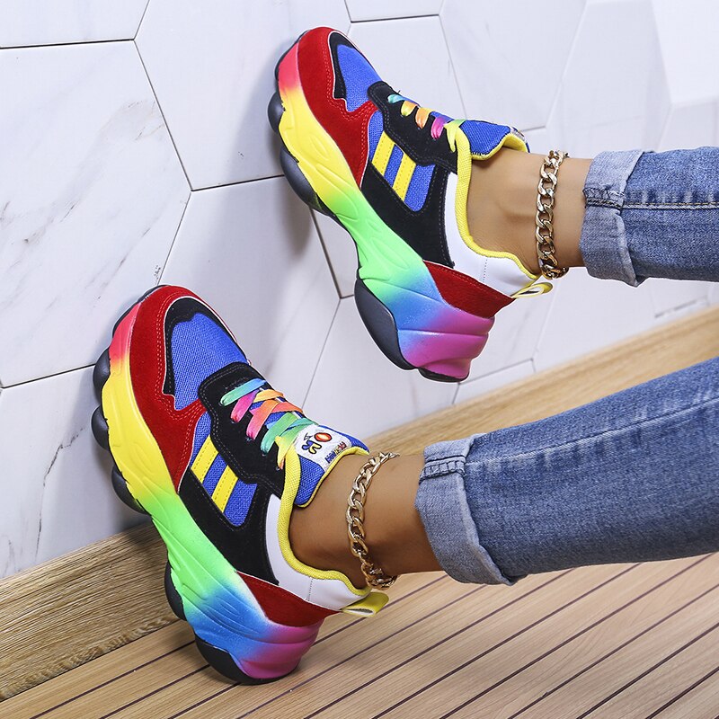 W&W - SwiftStep Bequeme Regenbogen Turnschuhe
