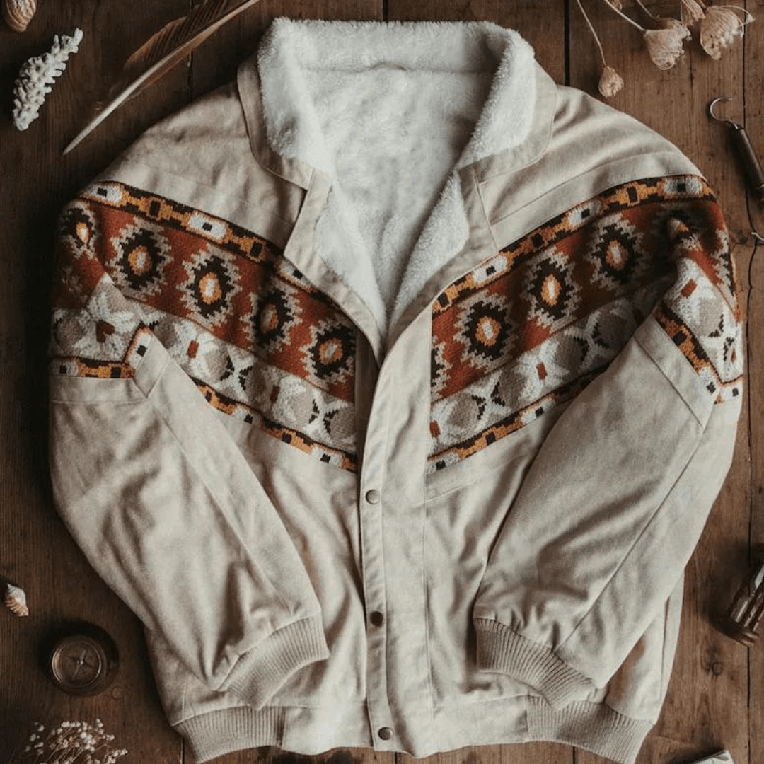WW | Bestickte Jacke - Warmes Sherpa-Futter - Lockere Passform - Von der Western-Kultur inspirierten Stil