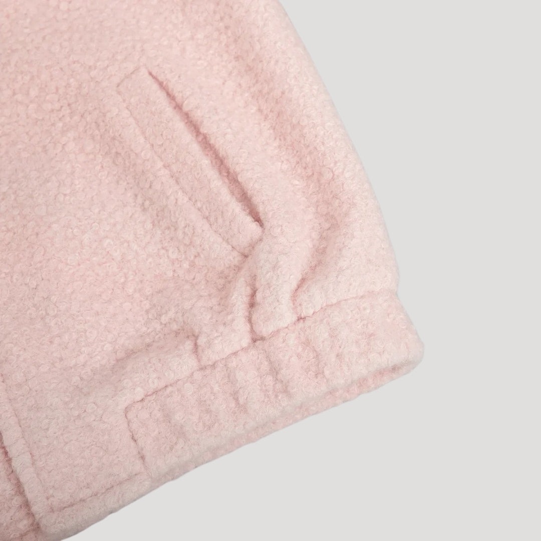 WW | Damen Boucle Teddy Bomber Jacke pink mit Reißverschluss