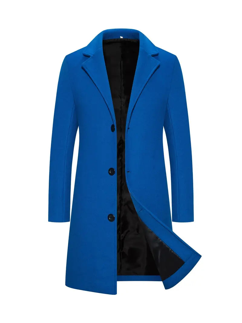 WW | Long Wool Coat with Buttons for Men - Perfect for Formal Occasions